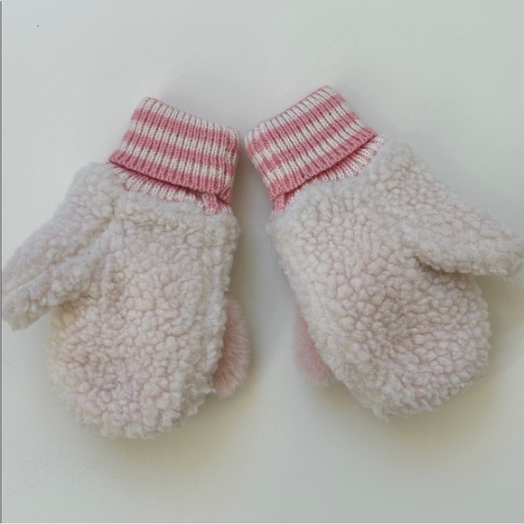 Mini Boden Pink and Cream Bunny Mittens - Picture 4 of 5